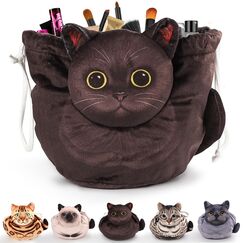 Katzen Kosmetiktasche Kordelzug,Schminktasche Groß,Tragbare Make up Organizer Tasche,Reise Aufbewahrungstasche,Geschenke FüR Katzenliebhaber