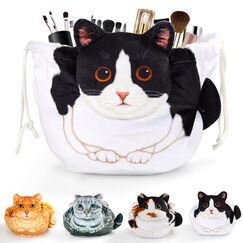 Katzen Kosmetiktasche Kordelzug,Schminktasche Groß,Tragbare Make up Organizer Tasche,Reise Aufbewahrungstasche,Geschenke FüR Katzenliebhaber