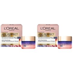 L'Oréal Paris Nachtpflege, Age Perfect Golden Age, Anti-Aging Gesichtspflege, Festigung und Glanz, Für reife und fahle Haut, Mit Pfingstrosen-Extrakt, 50 ml (Packung mit 2)
