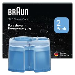 Braun 3-in-1 ShaverCare Reinigungskartuschen für Reinigungsstationen – ORIGINAL Kartuschen – Reinigt Rasierer 10x besser als Wasser, Scherkopfreiniger, Entfernt Haare und Hautpartikel – 2er Pack