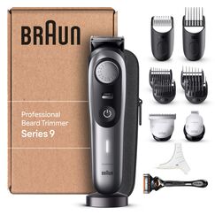 Braun Barttrimmer Series 9, Elektrischer Bartschneider Herren mit 11 Barber-Tools, Ultrascharfe ProBlade Klinge, 180 Min Akkulaufzeit, Kabelloser Bartrasierer, 40 Längen, Wasserdicht, BT9440, Chrom