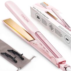 Faszin 2 in 1 Glätteisen Locken und Glätten, 20s Schnellaufheizung, Titanplatten Ionen Haarglätter für einen glatten Stil, 3D-Schwebepanel verhindert Haarziehen, mit LCD-Display, 130°C-230°C -Rosa