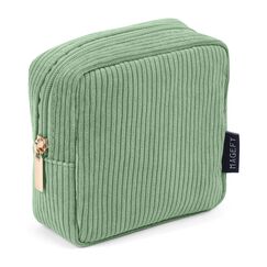 MAGEFY Mini Makeup Tasche Cute Makeup Pouch Kleine Kosmetiktasche für Frauen Mädchen Reise Make up Tasche mit Fächern(Grün)