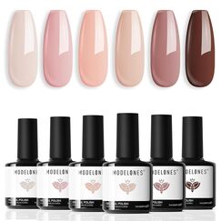 Modelones UV Nagellack, 6 Farben Gel Neutral Nude Rosa Rot für Sommer - Soak Off Nail Polish French Manicure DIY zu Hause Geschenke, 7 ml