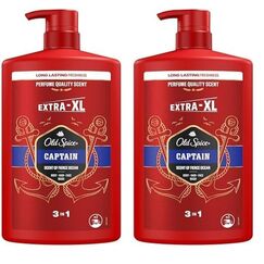 Old Spice Captain 3-in-1 Duschgel für Haar, Gesicht und Körper 1000 ml, langanhaltende Frische, Duft in Parfumqualität, Tiefenreinigung (Packung mit 2)