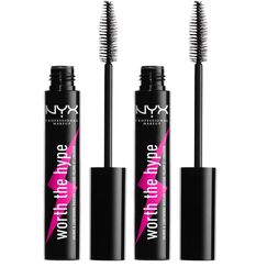 NYX Professional Makeup Worth the Hype Mascara, Für Voluminöse und längerwirkende Wimpern, Spitzzulaufende Bürste erreicht alle Wimpern, Jojoba-Öl, Farbton: Schwarz (Packung mit 2)