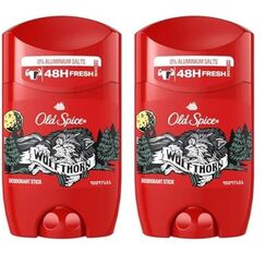 Old Spice Wolfthorn Deodorant Stick Für Männer, Ohne Aluminium, 50 ml (Packung mit 2)