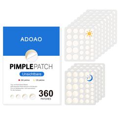 360 Stück Pickel Patch Hydrokolloid Acne Pimple Patches Anti-Akne Patch Unsichtbare für Tag & Nacht mit Teebaumöl, Salicylsäure,Centella Asiatica｜4 Größen 8 mm,10 mm,12 mm,14 mm