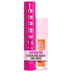 Bundle of Maybelline New York Schwarze Mascara, Lash Sensational Firework Mascara, Very Black, 10 ml + Maybelline New York Glänzender Lipgloss, Lifter Plump, Farbe: Nr. 008 Hot Honey, 1 x 5,4 ml