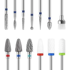 MAQUITA 13 Nagelfräser Aufsätze, 3 Stück Wolframkarbid Nagelfräser Bits + 3 Stück Keramik Nagelfräser Bits Professioneller Fräser Bits Entfernen Gel Acryl Nagelhaut