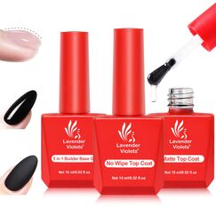 15ml x 3 Gel Nagellack Set mit Überlack Matte Top Coat No Wipe Top Coat 5-in-1 Builder Gel Strengthener Base Coat Nails Extensions Nail Glue Build Up Manicure Soak Off UV LED A100A102A104