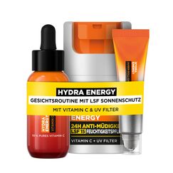 L'Oréal Men Expert Pflegeset mit Sonnenschutz für Männer, Mit Gesichtscreme LSF 15, Gesichtsserum und Augen Roll-On, Set für Herren mit Vitamin C, Hydra Energy, 3-teilig