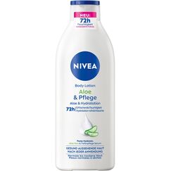 NIVEA Body Lotion Aloe & Pflege, Körpercreme mit Tiefenpflege Serum für 72h Feuchtigkeit, Körperlotion mit purem Hyaluron und Aloe Vera natürlichen Ursprungs(400 ml)