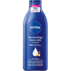 NIVEA Reichhaltige Body Milk, intensiv pflegende Körpercreme mit purem Hyaluron, Mandelöl und Tiefenpflege Serum, Lotion für trockene Haut (400 ml)