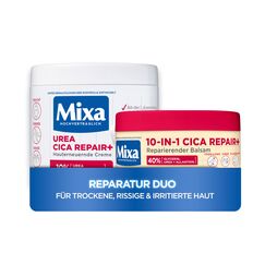 Mixa Urea Cica Reparatur Duo: 2er Pack | Reichhaltige Körpercreme (400ml) + Intensiv-Repair Balsam (150ml) | Für trockene, rissige & irritierte Haut - Gesicht & Körper | Mit Urea