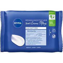 NIVEA Reinigungstücher 3in1 Creme Pflege, sanfte Abschminktücher für wasserfestes Make-Up, Gesichtsreinigung für alle Hauttypen mit Duft & Pflege der NIVEA Creme (25 Stück)