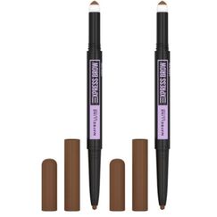 Maybelline New York Express Brow Satin Duo Augenbrauenstift und -puder in Nr. 02 Medium Brown, mittelbraun (Packung mit 2)