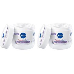 NIVEA Repair & Care Parfümfrei Creme, feuchtigkeitsspendende & nicht fettende Körpercreme, schnell einziehende Lotion mit Panthenol & Glycerin, für sensible & juckende Haut (400 ml) (Packung mit 2)