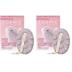 Foamie Festes Duschgel mit Kirschblüte & Reismilch, Reichhaltige Duschpflege Trockene Haut mit Massage-Effekt, Feste Dusche 100% Vegan, Plastikfrei, Silikonfrei, 80 g (Packung mit 2)