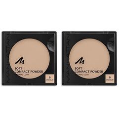Manhattan Soft Compact Powder, Helles Kompakt Puder mit Puderquaste für einen matten, ebenmäßigen Teint, Farbe Chocolat 9, 1 x 9g (Packung mit 2)
