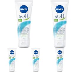 NIVEA Soft Erfrischende Feuchtigkeitscreme, leichte Creme mit Vitamin E und 100% natürlichem Jojoba-Öl, schnell einziehende Hautcreme für intensive Feuchtigkeit (75 ml) (Packung mit 5)