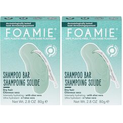 Foamie Festes Shampoo für trockenes Haar mit Aloe Vera und Mandelöl intensiv feuchtigkeitsspendend 100% vegan und plastikfrei 80g (Packung mit 2)