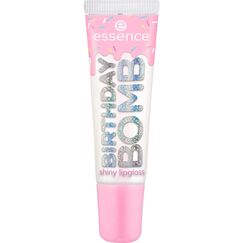 essence BIRTHDAY BOMB shiny lipgloss, Nr. 01, Transparent, natürlich, glänzend, strahlend frisch, schimmernd, vegan, ohne Parabene, ohne Mikroplastikpartikel, Nanopartikel frei, 1er Pack (10ml)