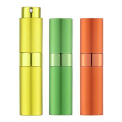 Toureal 8ML Parfum Zerstäuber Leer (3 Stück) Mini Spruehflasche, Parfüm Behälter, Parfümzerstäuber Nachfüllbar (Gelb, Grün, Orange)