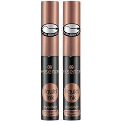 essence cosmetics liquid ink eyeliner waterproof brown,Eye Liner,Pinselapplikator,wasserfest,Nr. 02 Ash brown,braun,definierend,langanhaltend,farbintensiv,wasserfest,vegan,ohne Parfüm (3ml)