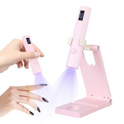 Mini UV Lampe für Gelnägel, UV Lampe für Nägel mit Ständer Wiederaufladbar, kleine UV Nagellampe Tragbar, 2 Timer-Modi Nageltrockner für Gel-Nagellack, Gel Nagellack Trocknergerät Rosa