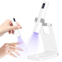 Mini UV Lampe für Gelnägel, UV Lampe für Nägel mit Ständer Wiederaufladbar, kleine UV Nagellampe Tragbar, 2 Timer-Modi Nageltrockner für Gel-Nagellack, Gel Nagellack Trocknergerät Weiß