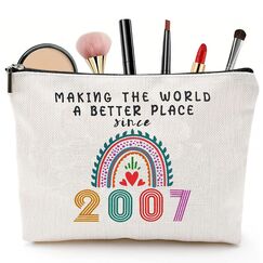 Gekamoyue 18. Geburtstag Mädchen, 18. Geburtstag Make Up Tasche, Tragbare Makeup Bag, Mädchen Reiseutensilien, Geburtstagsgeschenk für Damen Jahrgang 2007