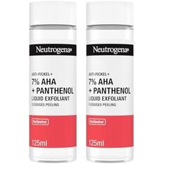 Neutrogena Anti-Pickel+ Liquid Exfoliant flüssiges Peeling mit 7% AHA + Panthenol (125ml) entfernt sanft abgestorbene Hautzellen & überschüssigen Talg (Packung mit 2)