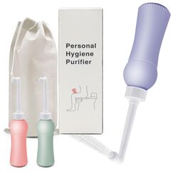 500ml Po Dusche mit Reiseetui, Einziehbare Portable Bidet für Reisen und Zuhause - Ersetzt Feuchttücher, spart Toilettenpapier, Hygienische Intimdusche Podusche für Frau Wochenbett (500ml-Violett)