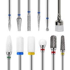 GeekerChip 12 Nagelbohrer-Set,Bohrer für Nägel,2 Stück Wolframkarbid Nagelfräser Bits+4 Stück Keramik Nagelfräser Bits+5 Stück Diamantbohrer+1 Stück Bürste,3/32 Zoll Nagel-Bits für Nagelbohrer