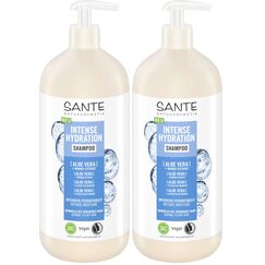 SANTE Naturkosmetik Intense Hydration Shampoo Aloe Vera + Mango-Extrakt, veganes Pflegeshampoo mit Pumpspender, stärkt und hydratisiert trockenes Haar, 950 ml (Packung mit 2)