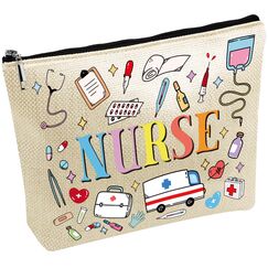 CREATCABIN Canvas Taschen Aufbewahrungstasche Krankenschwestern Große Kapazität Kosmetiktasche Make Up Tools Organizer Reißverschlusstasche Für Urlaub Reisen Toilettenartikel Aufbewahrung Bunt 25x18cm