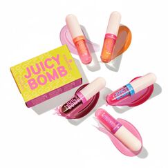 essence JUICY BOMB lip oil set 02 POUT OF PARADISE, Lippenöl-Set aus 5 Shades, tropischer Duft, glänzendes Finish, für gepflegte Lippen, 5×2,4ml