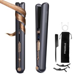 Straxelle 2 in 1 Glätteisen Kabellos und Lockenstab,Haarglätter mit 10000mAh Tragbares Reiseglätteisen 3 Einstellbare Temperaturen 175°C-215°C hair straightener mit LED-Anzeige für alle Haartypen