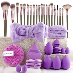 40 Stück Pinselset Makeup Professionelles Make up Pinsel set für Frauen | Foundation-Mischungen | Premium Beauty-Werkzeuge, Schwamm für Foundation, Make-up-Applikatoren (40 Stück - Lila)