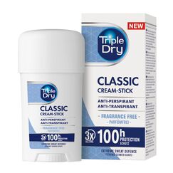 Triple Dry Anti-Transpirant Creme Stick | Stick gegen starkes Schwitzen | 100h Schutz | 45ml