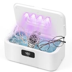 Ultraschallreinigungsgerät, 49000Hz U-V Ultraschallreiniger mit 5 Timer-Modi – 800ml Brillenreinigungsgerät für Tiefenreinigung von Schmuck, Brillen, Zahnspangen, Prothesen, Münzen und Rasierköpfen