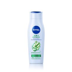 NIVEA 2in1 Express Shampoo & Spülung (250 ml), intensive Haarpflege mit Aloe Vera und Glanz Serum, Haarshampoo & Spülung für schnelle, unkomplizierte Pflege