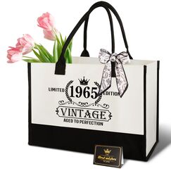 Giftota Geschenke für Frauen, Vintage 1965 Canvas Einkaufstasche Tragetasche, 1965 Personalisierte Geschenke Frauen Lustige Geburtstagsgeschenk für Mama, Freundin, Kollegin oder Schwester