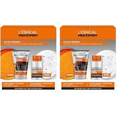 L'Oréal Men Expert Pflegeset gegen müde Haut für Männer, Geschenkset mit Waschgel und Gesichtscreme 24H Anti-Müdigkeit, Geschenke für Herren mit Vitamin C, Hydra Energy, 1 x 100 ml, 1 x 50 ml