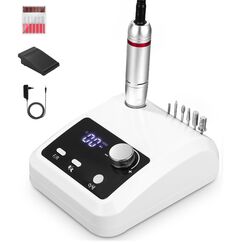 Kixolo Nagelfräser für Gelnägel, Nagelfräser Professionell 45000 U/Min, 6 in 1 Fräser Nägel Mit Pedalen und LED-Anzeige, Nail Drill Machine, Weiß