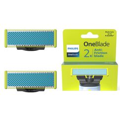 Philips OneBlade First Shave Klingen, passend für alle OneBlade und OneBlade Pro Modelle, für besonders empfindliche Haut im Gesicht, original von Philips, 2er-Pack (Modell QP225/50)