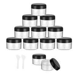 Flintronic 12 Stück Reise Töpfchen, 20ml Plastik Döschen, Leerdose klarer Tiegel, Cremedose Leer Transparent Tiegel mit Spatel und Etikett