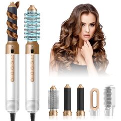 Anluomania Airstyler & Haartrockner 1350W, Hairstyler set mit Föhn110000 U/Min, Föhnbürste mit Auto Lockenstab, Warmluftbürste, Glättbürste, Airflow-Styling für Haar Volumen, Glätten,Locken und Föhnen