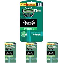 Wilkinson Sword Xtreme 3 Sensitive Einwegrasierer mit 3 weichen Klingen und Aloe Vera & Vitamin E Gleitstreifen 4 Stück (Packung mit 4)